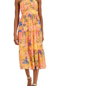 Womens Daytime Midi Halter Dress