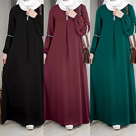 Women's Dress Abaya Kaftan Dress Dubai Islamic Arabic Arabian Muslim Ramadan Adults' Dress