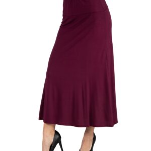 Women's Elastic Waist Maxi Skirt - Wine