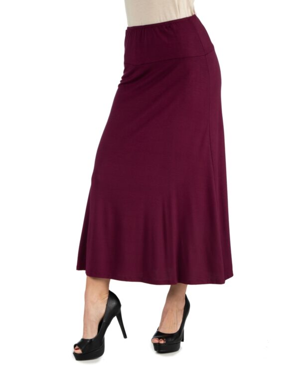 Women's Elastic Waist Maxi Skirt - Wine