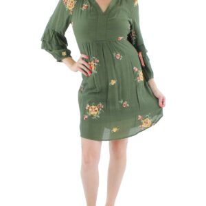 Womens Embroidered Peasant Shift Dress