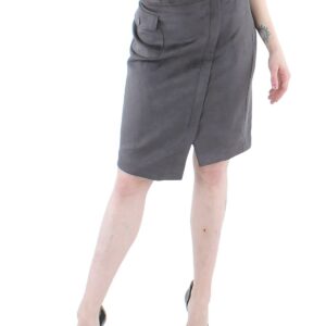 Womens Faux Suede Cargo Asymmetrical Skirt