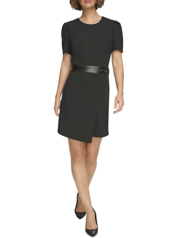 Womens Faux Wrap Polyester Sheath Dress