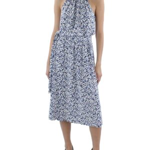 Womens Floral Print Jersey Halter Dress