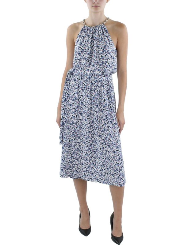 Womens Floral Print Jersey Halter Dress