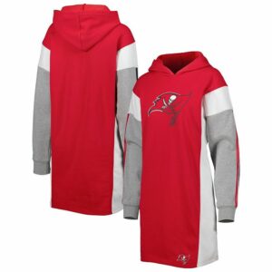 Women's G-III 4Her by Carl Banks Red Tampa Bay Buccaneers Bootleg Long Sleeve Hoodie T-Shirt Dress, Size: 2XL