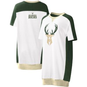 Women's G-iii 4Her by Carl Banks White Milwaukee Bucks Free Throw T-shirt Dress - White