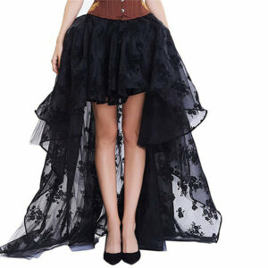 Women's Gothic Skirt / Female Steampunk Maxi Lace Floral Ball Skirts / Vintage Gothic Clothing