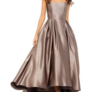 Womens Hi-Low Strapless Evening Dress