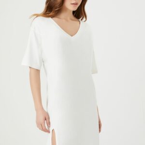 Women's Jersey Knit T-Shirt Mini Dress in White Small