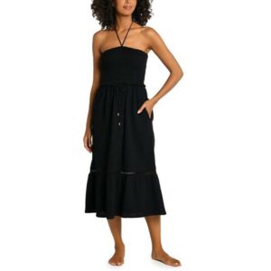 Women's La Blanca Seaside Covers Strapless Midi Dress Swim Cover Up XSmall Black