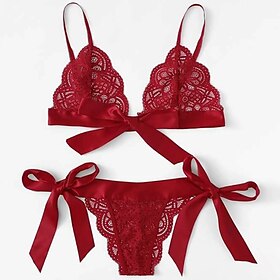 Women's Lace Lingerie Matching Bralettes Bras Panties Sets for Lace Backless Wedding Daily Wear