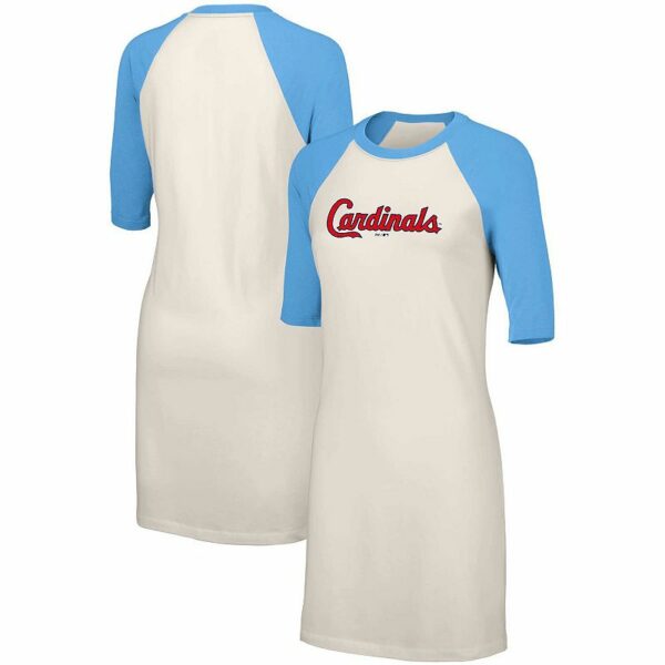 Women's Lusso White St. Louis Cardinals Nettie Raglan Half-Sleeve Tri-Blend T-Shirt Dress, Size: Large