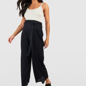 Womens Maternity Belted Rib Culottes - Black - 14, Black