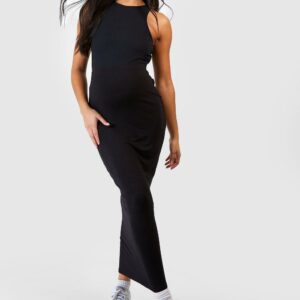 Womens Maternity Over The Bump Maxi Skirt - Black - 4