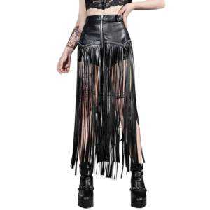 Women's Maxi Long Skirt With Tassel And Rivets In Gothic Style / Alternative Clothing