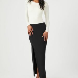 Women's Maxi Slit Skirt in Black Medium