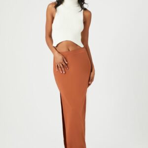 Women's Maxi Slit Skirt in Chestnut, XS