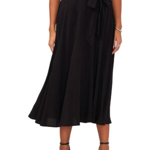 Womens Mid Calf Belted Midi Skirt