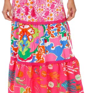 Women's Multi Sea & Floral Print Maxi Skirt