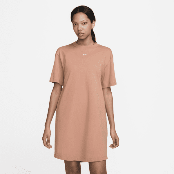 Women's Nike Sportswear Chill Knit Oversized T-Shirt Dress in Brown, Size: Small | DV7882-212