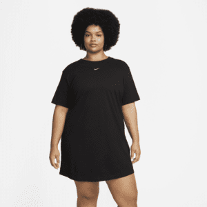 Women's Nike Sportswear Essential Short-Sleeve T-Shirt Dress (Plus Size) in Black, Size: 2X | FB3204-010