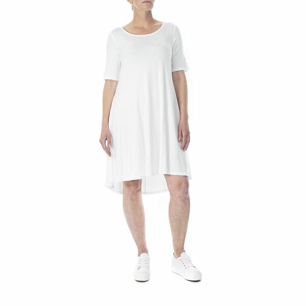 Women's Nina Leonard High-Low Trapeze Dress, Size: Large, Ivory