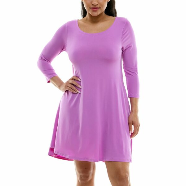 Women's Nina Leonard High-Low Trapeze Dress, Size: XL, Bright Orchid