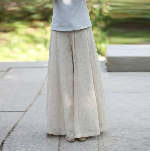 Women's Pants Vintage Linen Wide Leg Culottes Handmade Custom Loose Trousers Pure Clothing Plus Size F96