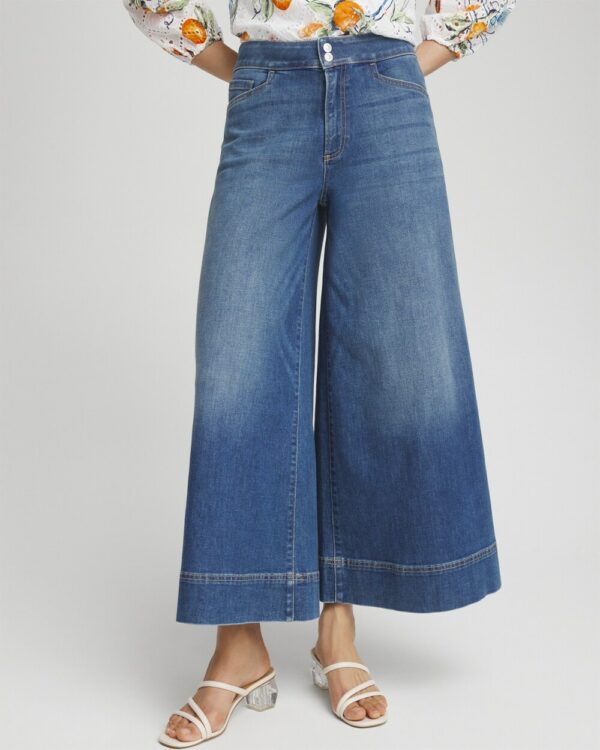 Women's Petite Denim Trousers Culottes in Mount Yale Indigo size 2P | Chico's