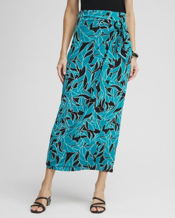 Women's Petite Travelers Faux Wrap Maxi Skirt in Blue size 16P/18P | Chico's Wrinkle-Free Travel Clothing