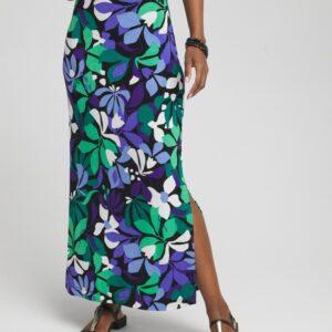 Women's Petite Travelers Floral Maxi Skirt gives in Purple size 12P/14P | Chico's Wrinkle-Free Travel Clothing