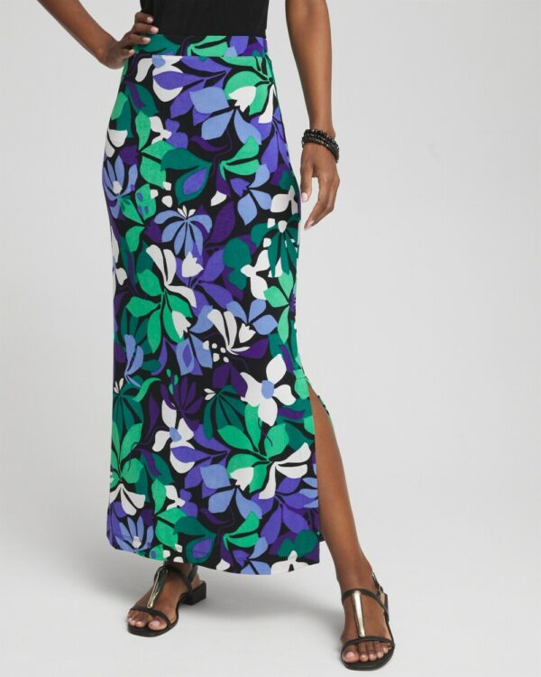 Women's Petite Travelers Floral Maxi Skirt gives in Purple size 12P/14P | Chico's Wrinkle-Free Travel Clothing