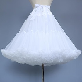 Women's Petticoat Mini Skirts Ruffle Layered Tulle Solid Colored Performance Party All Seasons Organza Fashion Black White