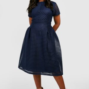 Womens Plus Boutique Full Skirted Prom Midi Dress - Navy - 24