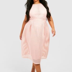 Womens Plus Boutique Full Skirted Prom Midi Dress - Pink - 20, Pink