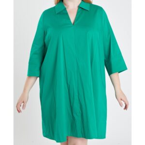 Women's Plus Size A-Line Kaftan Collar Dress - Green