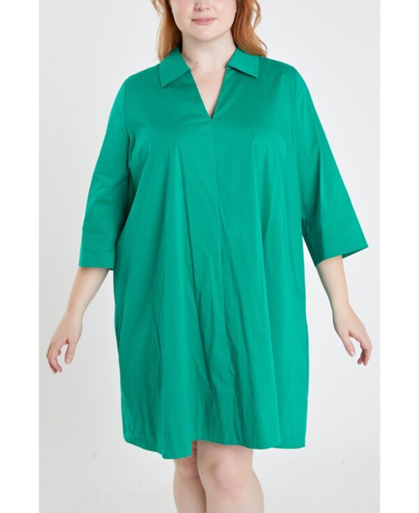 Women's Plus Size A-Line Kaftan Collar Dress - Green