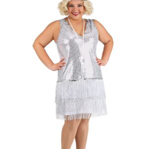 Women's Plus Size Crystal Flapper Costume Dress