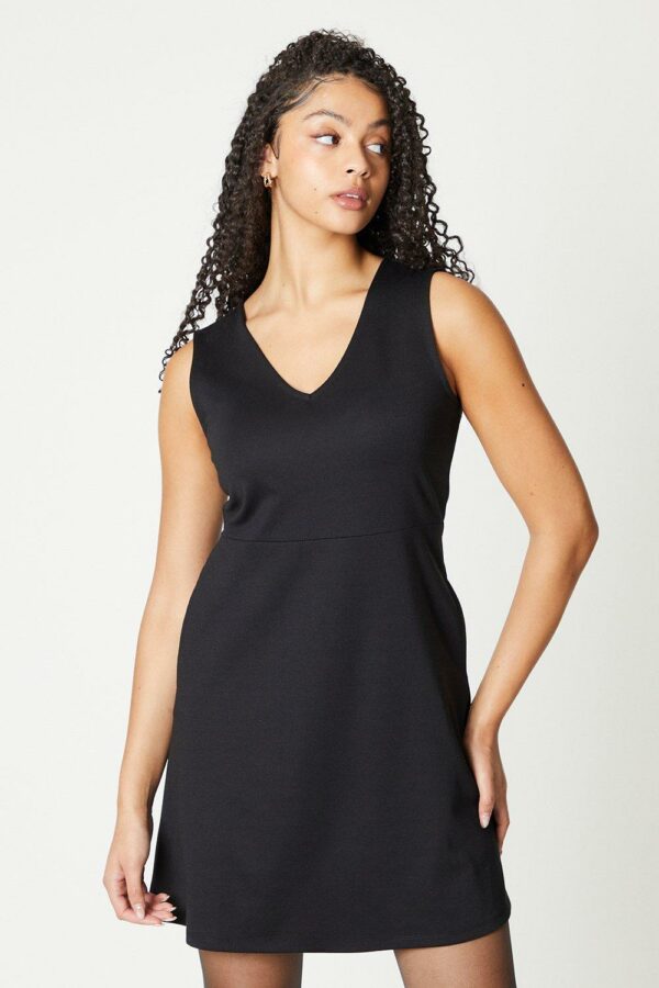 Womens Ponte Pinafore Dress