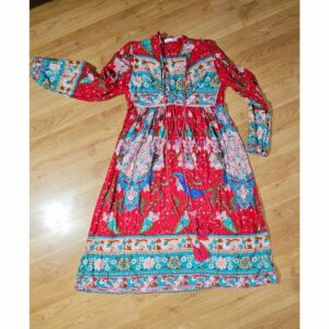 Womens R Vivimos Peasant Style Red Paisley & FloRal DRess M (Size Medium)