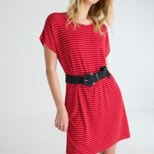 Womens Red Stripe T-shirt Mini Dress