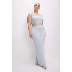 Women's Ribbed Terry Maxi Skirt | Glass, Size XL | Good American by Khlo Kardashian