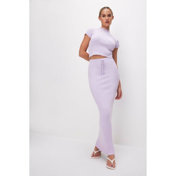 Women's Ribbed Terry Maxi Skirt | Lavender, Size XL | Good American by Khlo Kardashian