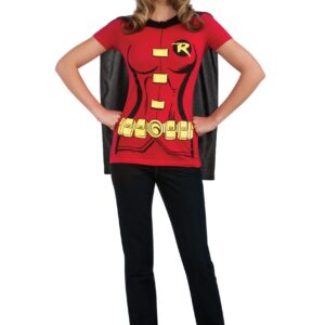 Womens Robin T-Shirt with Cape Fancy Dress Costume