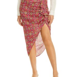 Womens Ruffled Printed Asymmetrical Skirt