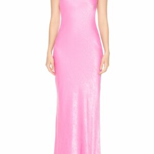 Women's Satin Strapless Maxi Dress in Pink Medium