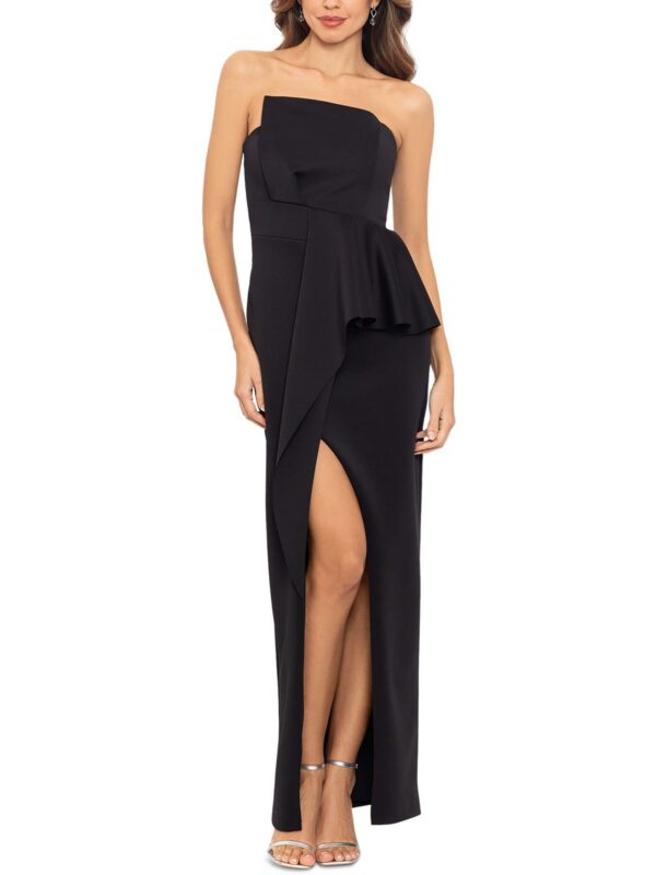 Womens Scuba Strapless Evening Dress