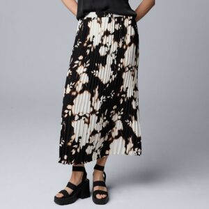 Women's Simply Vera Vera Wang Crinkle Maxi Skirt, Size: Large, Black Floral