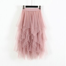 Women's Skirt Dress Swing Work Skirts Tutu Midi Skirts Layered Tulle Solid Colored Party Halloween Summer Organza Elegant Luxurious Princess Lolita Tutus Pri